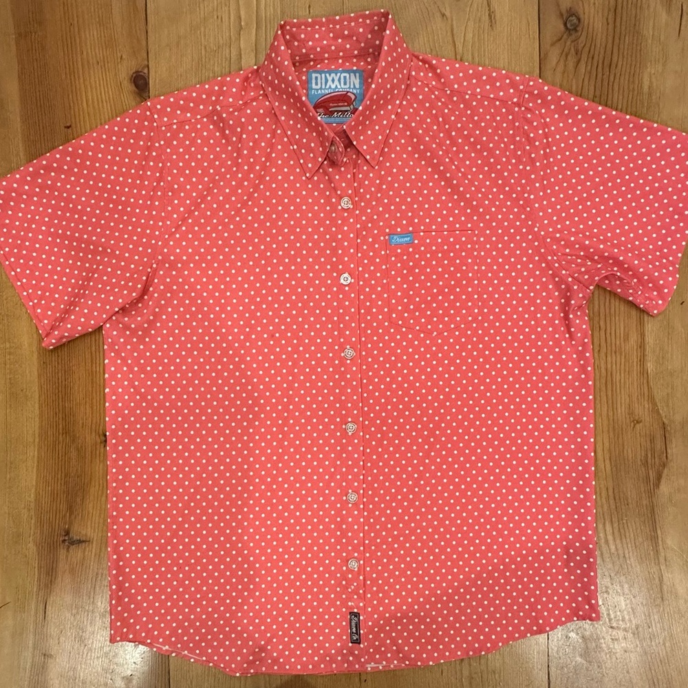 DIXXON Pink Polka Dot Button Down Shirt XL Short Sleeve Casual Mens - Picture 2 of 4
